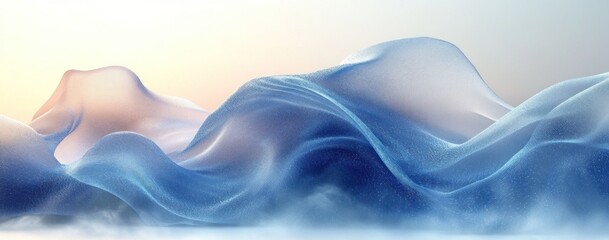 Abstract Blue and White Fabric Waves