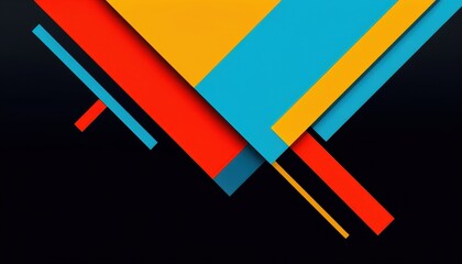 Abstract geometric design featuring vibrant colors on a dark background.