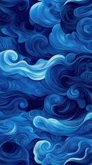 A beautiful abstract pattern of swirling waves in various shades of blue, evoking a sense of tranquility and depth in design.