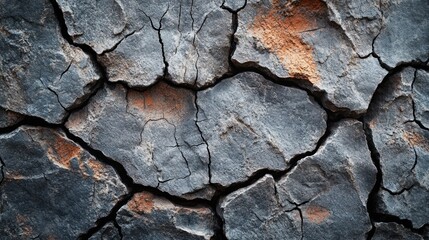 Close-up of Cracked and Weathered Rock Surface