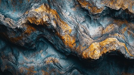 Close-up of textured rock surface with intricate patterns and colors, showcasing natural geological formations.