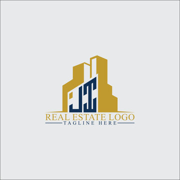 Modern JI Real Estate Logo Design with Building Silhouettes