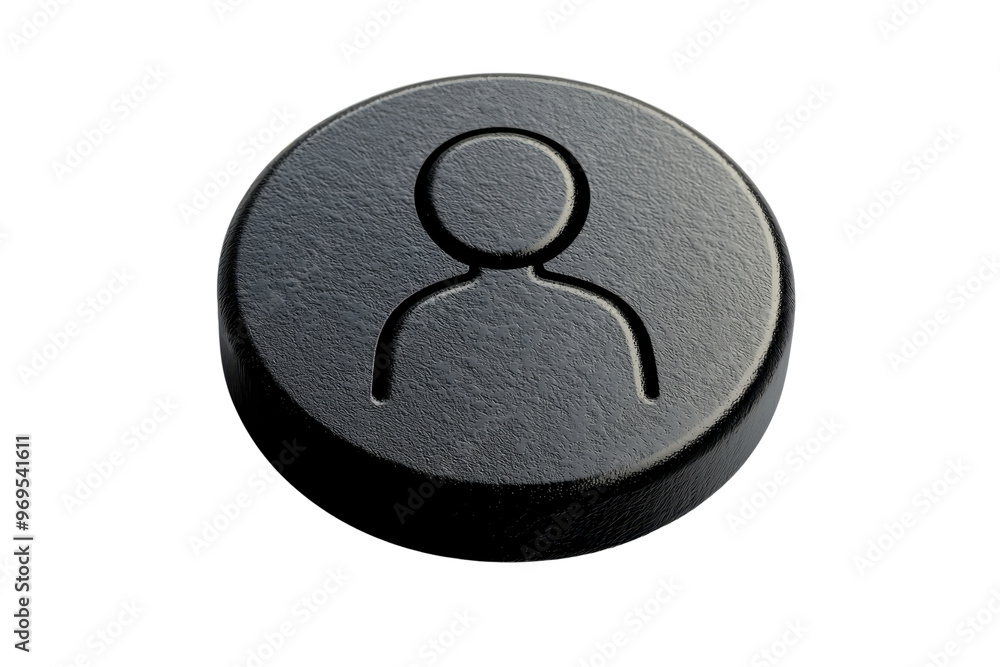 Poster black circular button with person icon. simple, minimalistic design ideal for user interface, profil