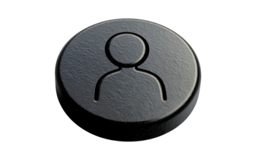 Black circular button with person icon. Simple, minimalistic design ideal for user interface, profile images or web icons.