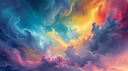Obraz premium Abstract Colorful Sky with Clouds - Digital Art