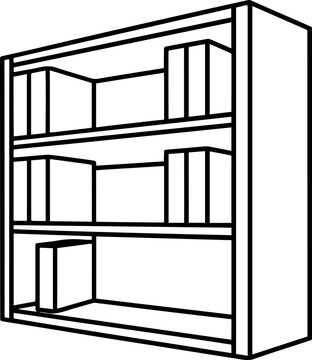 recommend clip art: Bookshelf line art silhouette vector illustration