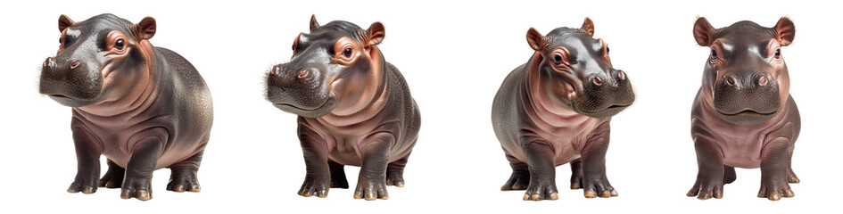 Obraz premium Hippopotamus baby isolated on a transparent background.
