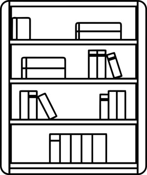 recommend clip art: Bookshelf line art silhouette vector illustration