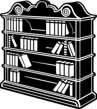 recommend clip art: Bookshelf silhouette vector illustration