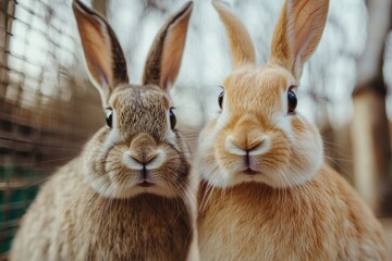 Two bunnies with curious expressions. Perfect for a pet website, blog post, or social media.