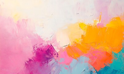 Fototapeta premium Abstract colorful oil painting on canvas. Oil paint texture with brush and palette