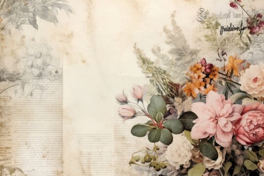 Bouquet with Paris style border backgrounds pattern flower.