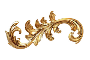 Elegant golden floral design element in a baroque style, perfect for decorative use in invitations, logos, and artistic projects.