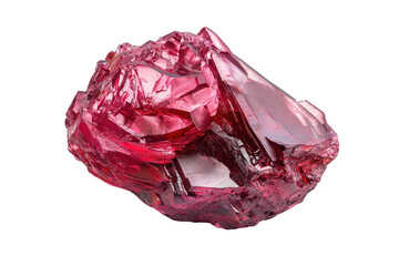 Fototapeta premium High-quality stock photo of a vibrant red ruby gemstone with intricate, natural facets, isolated on a transparent background.