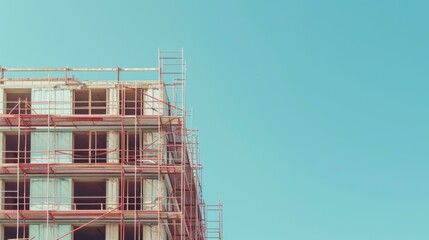 Modern Building Under Construction with Scaffolding