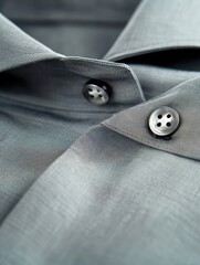 Classic Grey Shirt with Button Details and Folded Collar on White Background