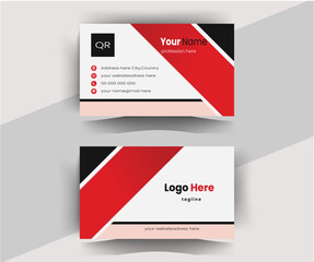 Red and dark black color professional business card design. Front and back side. Vector illustration.