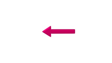 left direction arrow neon glowing icon magenta color 4k illustration. Black background 4k illustration.