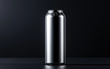 Create a beverage concept where the sleek silver can design reflects a futuristic, tech-forward approach to drinks, such as energy drinks or wellness drinks