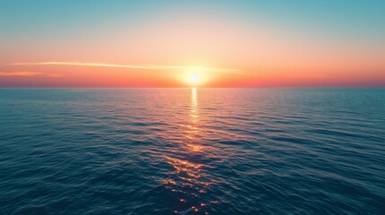 Obraz premium Stunning Sunset Over the Ocean: A Serene Horizon
