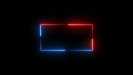 Rectangle neon glowing red and royal blue color 4k illustration. abstract beautiful technology background rectangle 4k illustration.