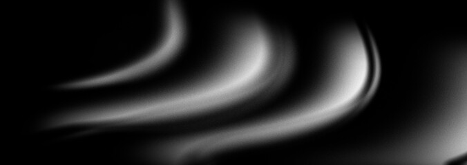 Abstract Blurry Curves Background, White Black Gray Noisy Grainy Backdrop, Monochrome Cover Poster Banner Design