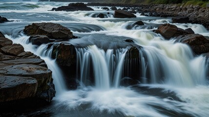 Fototapeta premium Waterfall Flowing Through Rocks