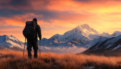 Fototapeta premium Create a short story or character profile based on the man in the image, detailing his life as a wilderness survivalist or a lone adventurer