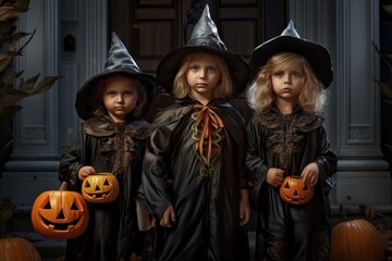 Obraz premium Halloween face anthropomorphic jack-o'-lantern.