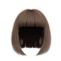 3d render short brown hair with bangs isolated