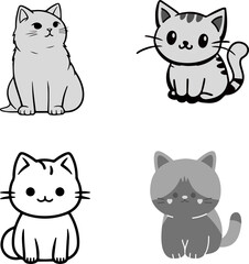 Its are cute black and white cartoon cats.