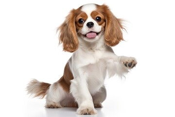 Happy smiling dancing Cavalier King Charles Spaniel spaniel animal mammal.