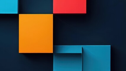 Fototapeta premium Abstract geometric shapes in vibrant colors on a dark background.