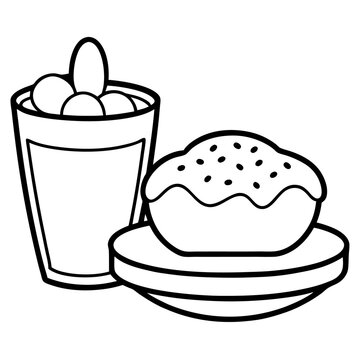 black and white drink and muffin clip art preview