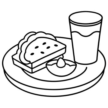 recommend clip art: ready breakfast outline coloring book page line art drawing