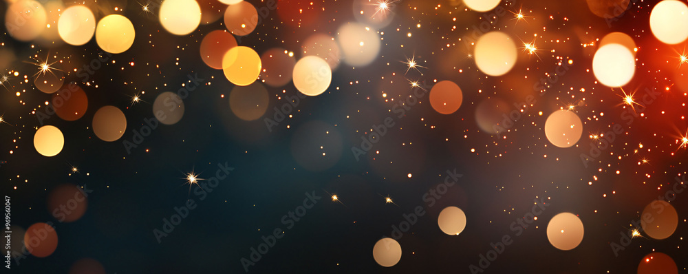 Poster A calming background of light misty bokeh lights creates warm and inviting atmosphere, perfect for various design projects. soft glow and sparkling effects enhance visual appeal