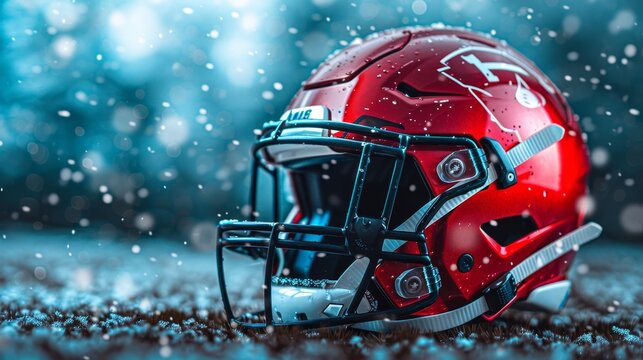 Blurry background of american football for sports betting website with overlay design