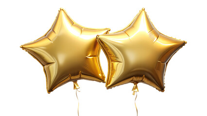 Star-shaped gold balloon isolated on a transparent or white background.