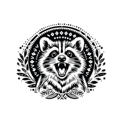 Obraz premium Numbat in bohemian black and white silhouette illustration -