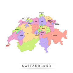 Switzerland administrative divisions. Switzerland map illustration vector.