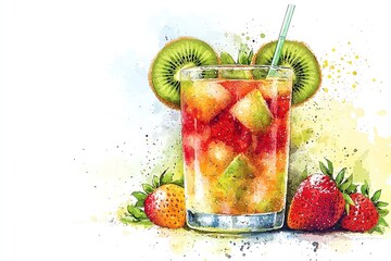 Refreshing fruit cocktail bursting with vibrant colors and flavors, perfect for summer gatherings and celebrations.