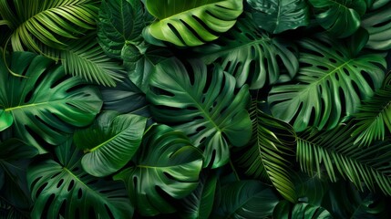 Tropical leaves background illustration generated by ai