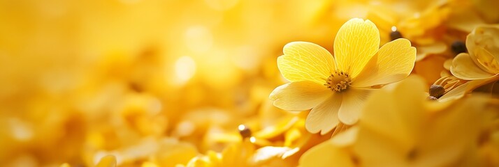Fototapeta premium Vibrant yellow flower sharply in focus against a blurred, golden background, symbolizing individuality and beauty in nature.