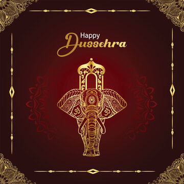 karnataka Concept of festival and celebrations, Carrying Golden Howdah or Chinnada Ambari on the leading Elephant during the Jamboo Savari or procession of Mysuru Dussehra at Mysore Palace.