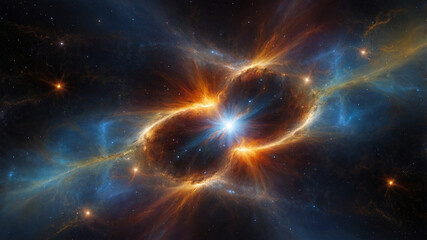 Obraz premium Magnificent cosmic explosion with vibrant colors in space, showcasing star formation and beauty.