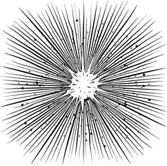 Obraz premium Radial Speed Lines Sunburst Background Comic Effect Retro Vintage Style Black And White Stripes Explosion Boom Zoom Motion Energy Abstract Design Element Graphic Illustration Template Banner
