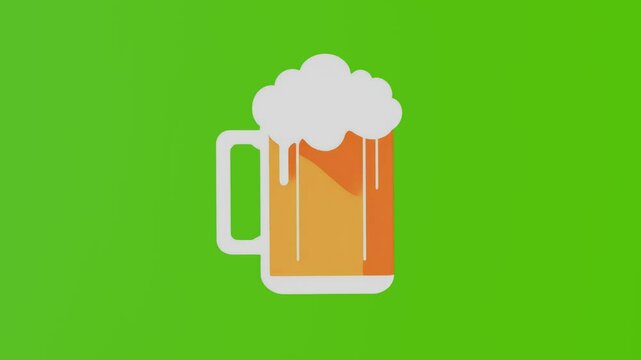 graphic model of a glass of beer on a green screen