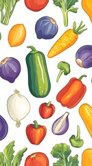 Fresh vegetables on colored background