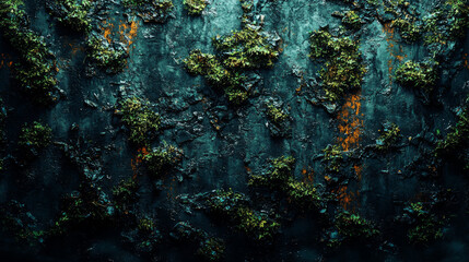 A dark green textured background with moss.