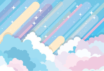 colorful sky, dream illustration, rainbow fantasy background
